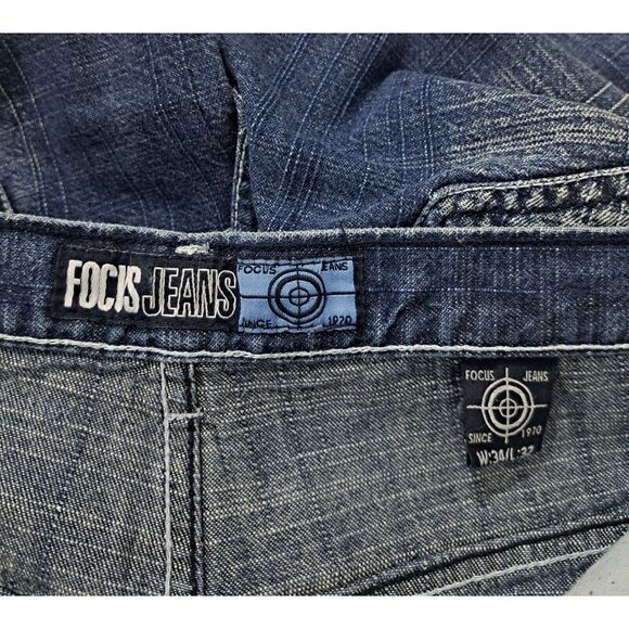 Focus vintage Mens Size 34×32 Baggy Grunge Y2k Look Jeans Denim Blue - Picture 7 of 9